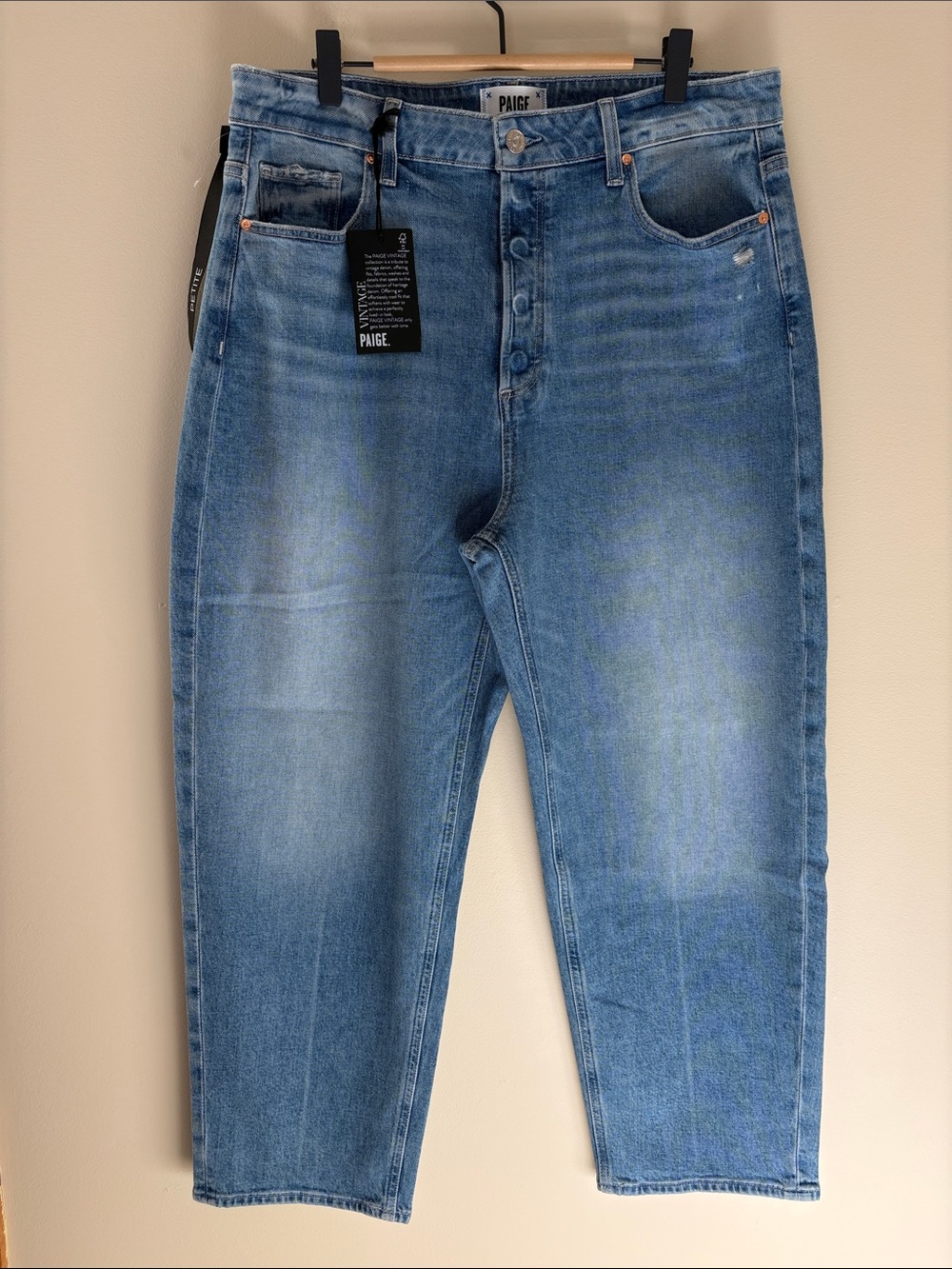 Paige Alexis High Rise Barrel Leg Size 31 Petite NWT Blue Denim